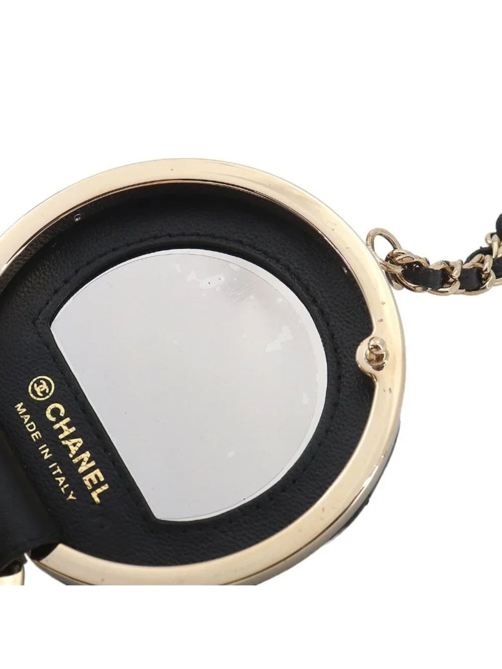 Chanel Quilted Chain Mirror Patent Leather Black Gold